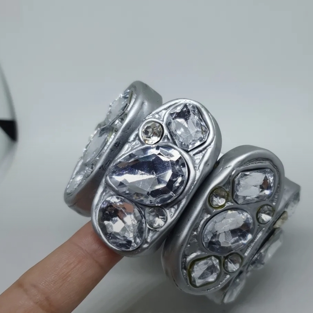Bundle Of 4 Elegant Silver Crystal Bracelets